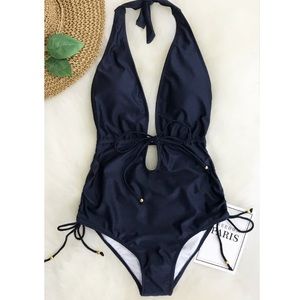 NWT Navy Blue Halter One Piece